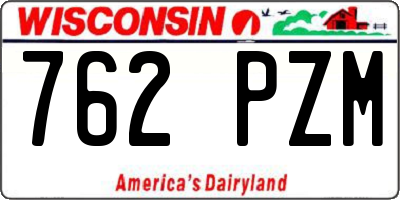 WI license plate 762PZM