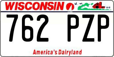 WI license plate 762PZP