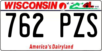 WI license plate 762PZS