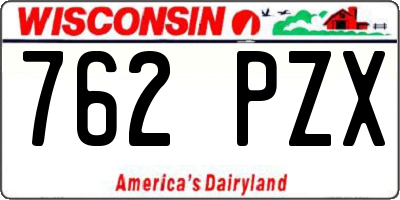 WI license plate 762PZX
