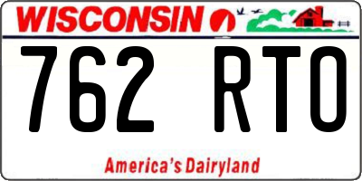 WI license plate 762RTO