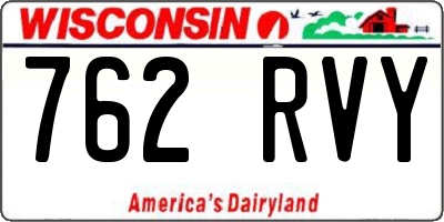WI license plate 762RVY
