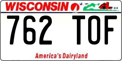 WI license plate 762TOF