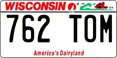 WI license plate 762TOM