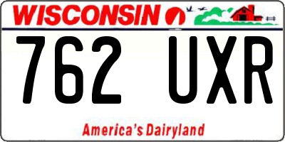 WI license plate 762UXR