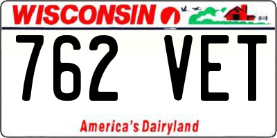 WI license plate 762VET