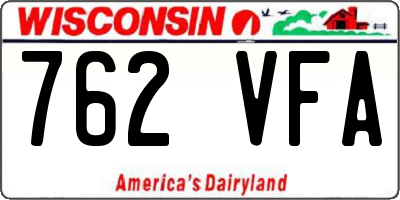WI license plate 762VFA