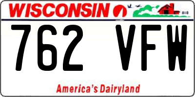 WI license plate 762VFW
