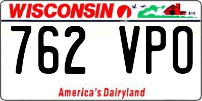 WI license plate 762VPO