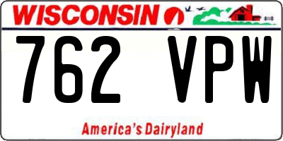 WI license plate 762VPW