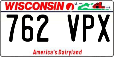 WI license plate 762VPX