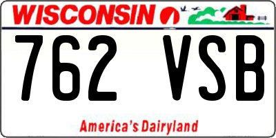 WI license plate 762VSB