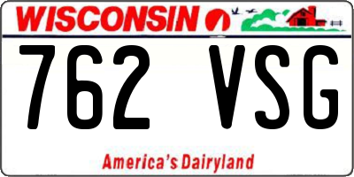 WI license plate 762VSG