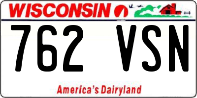 WI license plate 762VSN