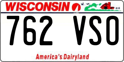 WI license plate 762VSO