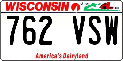 WI license plate 762VSW