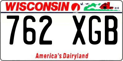 WI license plate 762XGB