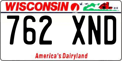 WI license plate 762XND