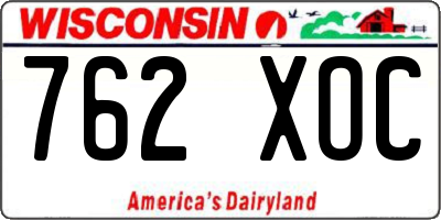 WI license plate 762XOC