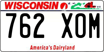 WI license plate 762XOM