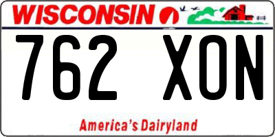 WI license plate 762XON