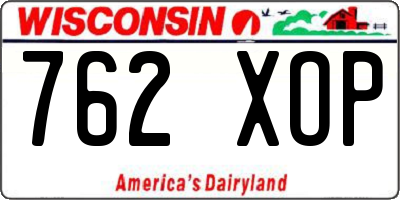 WI license plate 762XOP