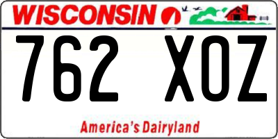 WI license plate 762XOZ