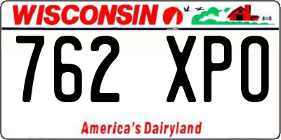WI license plate 762XPO
