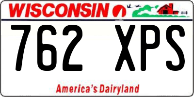 WI license plate 762XPS