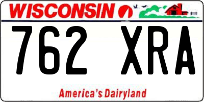 WI license plate 762XRA