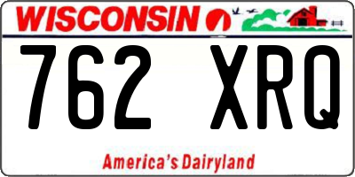 WI license plate 762XRQ