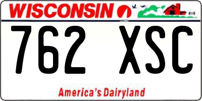WI license plate 762XSC