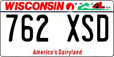 WI license plate 762XSD