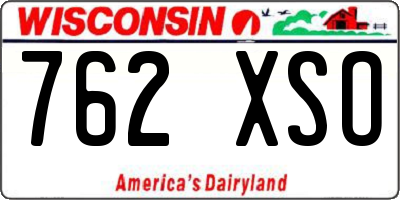 WI license plate 762XSO