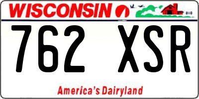 WI license plate 762XSR
