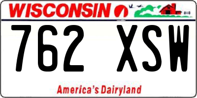WI license plate 762XSW