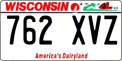 WI license plate 762XVZ
