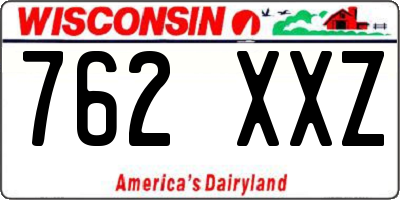 WI license plate 762XXZ