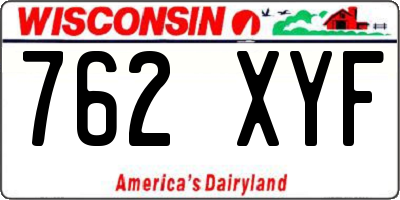 WI license plate 762XYF