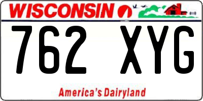 WI license plate 762XYG