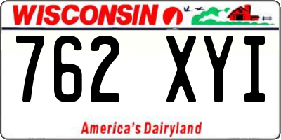 WI license plate 762XYI