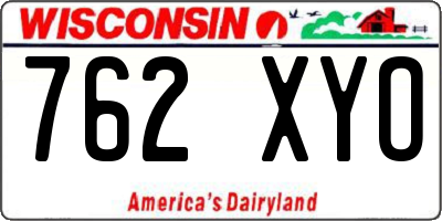 WI license plate 762XYO