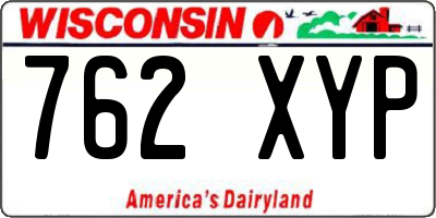 WI license plate 762XYP