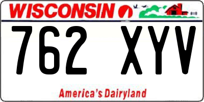 WI license plate 762XYV