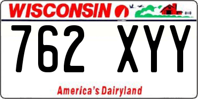 WI license plate 762XYY