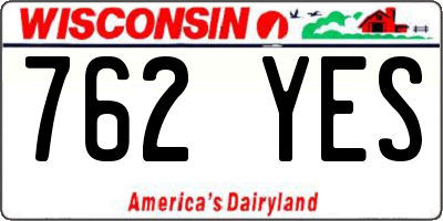 WI license plate 762YES