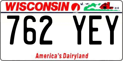 WI license plate 762YEY