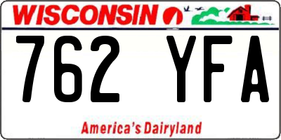 WI license plate 762YFA