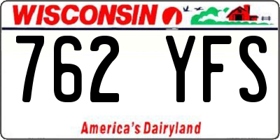 WI license plate 762YFS