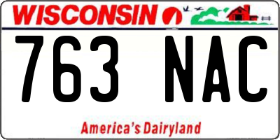 WI license plate 763NAC